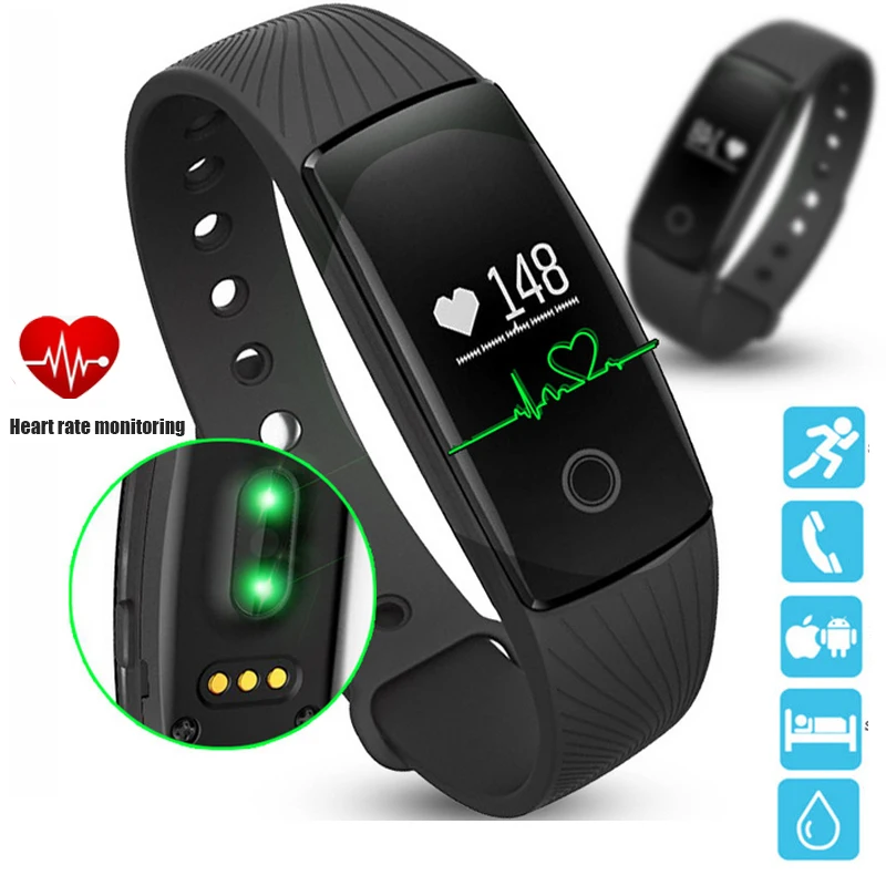 

ID107 Heart Rate Smart Bracelet Watch Heart Rate Monitor Pedometer Smart Band Wireless Fitness Tracker Wristband