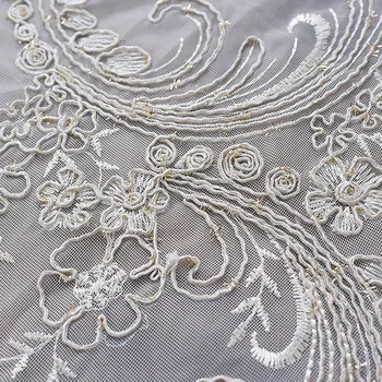 

European 3D Gold Silk Thread Embroidery Tulle Curtain screen Elegant Lace Sheer Voile For Living Room Bedroom kitchen AG541#4