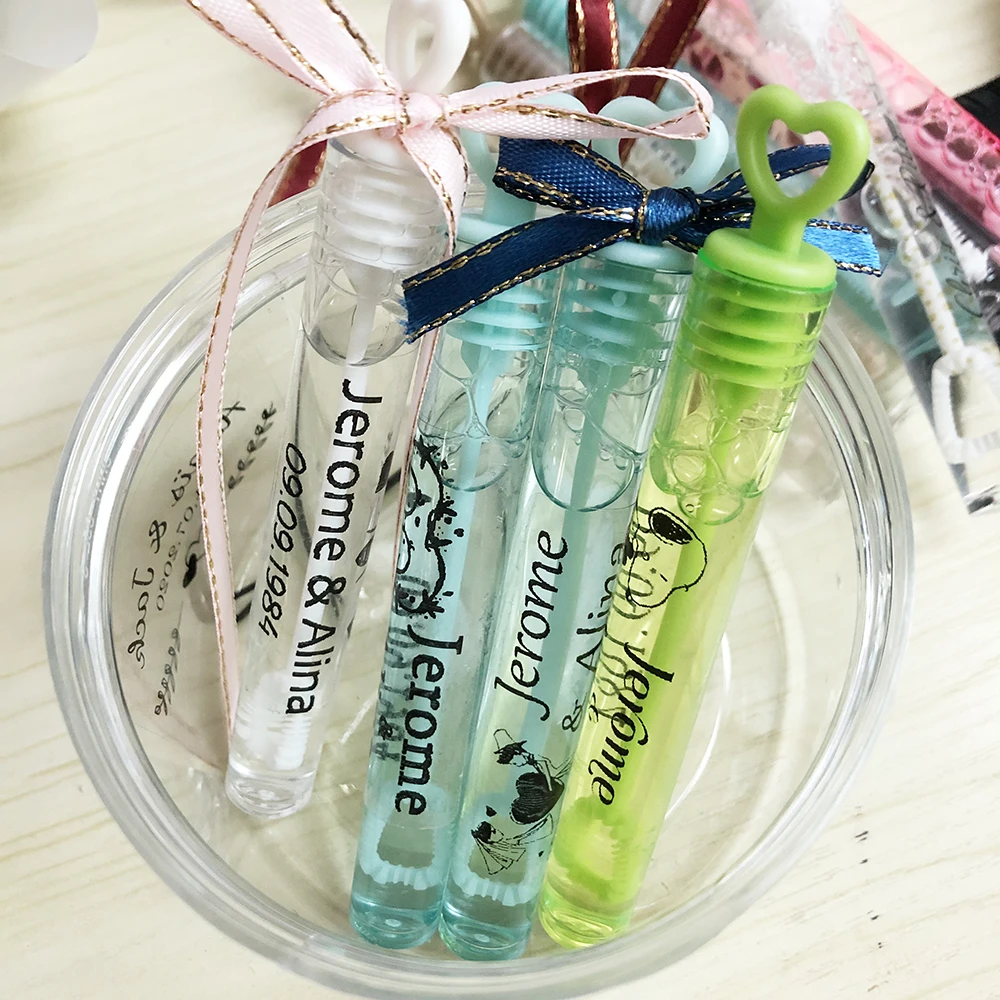 

DIY 1984- 100PCS Wedding bubble Labels Personalized Transparent Stickers, Bubble Wand Label Clear, Custom Wedding Favor stick