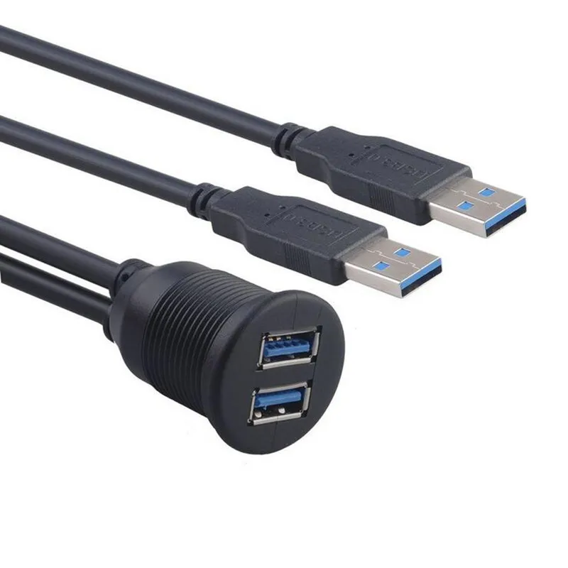 LBSC-2-Ports-Dual-USB-3-0-Extension-AUX-Flush-Mount-Car-Mount-Extension-Cable-for (1)