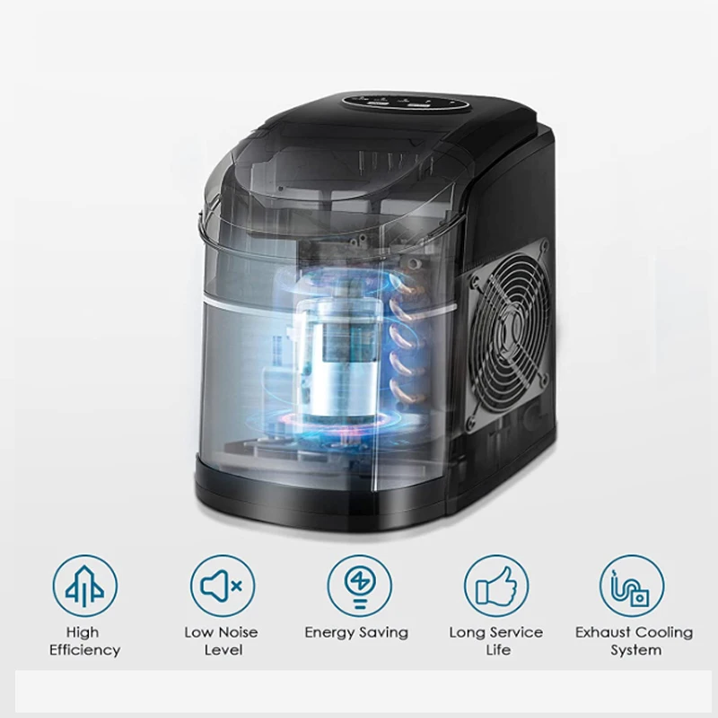 HICON Electric Ice Maker 15KG/24H Bullet Cylindrical Home Ice Cube Making Machine Countertop For Commercial Small Milk Tea Shop 4