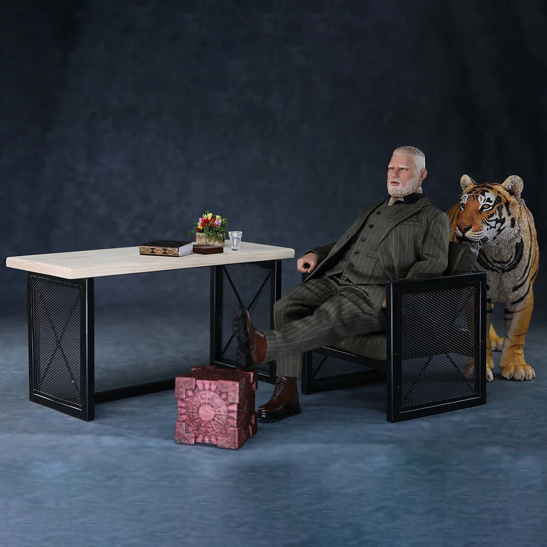 1/6 30 см фигурка Реалистичная голова скульптура DIY толстый мужской босс модель строительные наборы-серый костюм