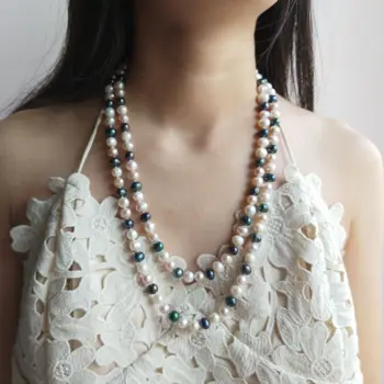 

Lii Ji Multi Color 8-9mm Freshwater Pearl Necklace Approx 109cm Long Elegant Necklace Fashion Jewelry For Women Party Wedding
