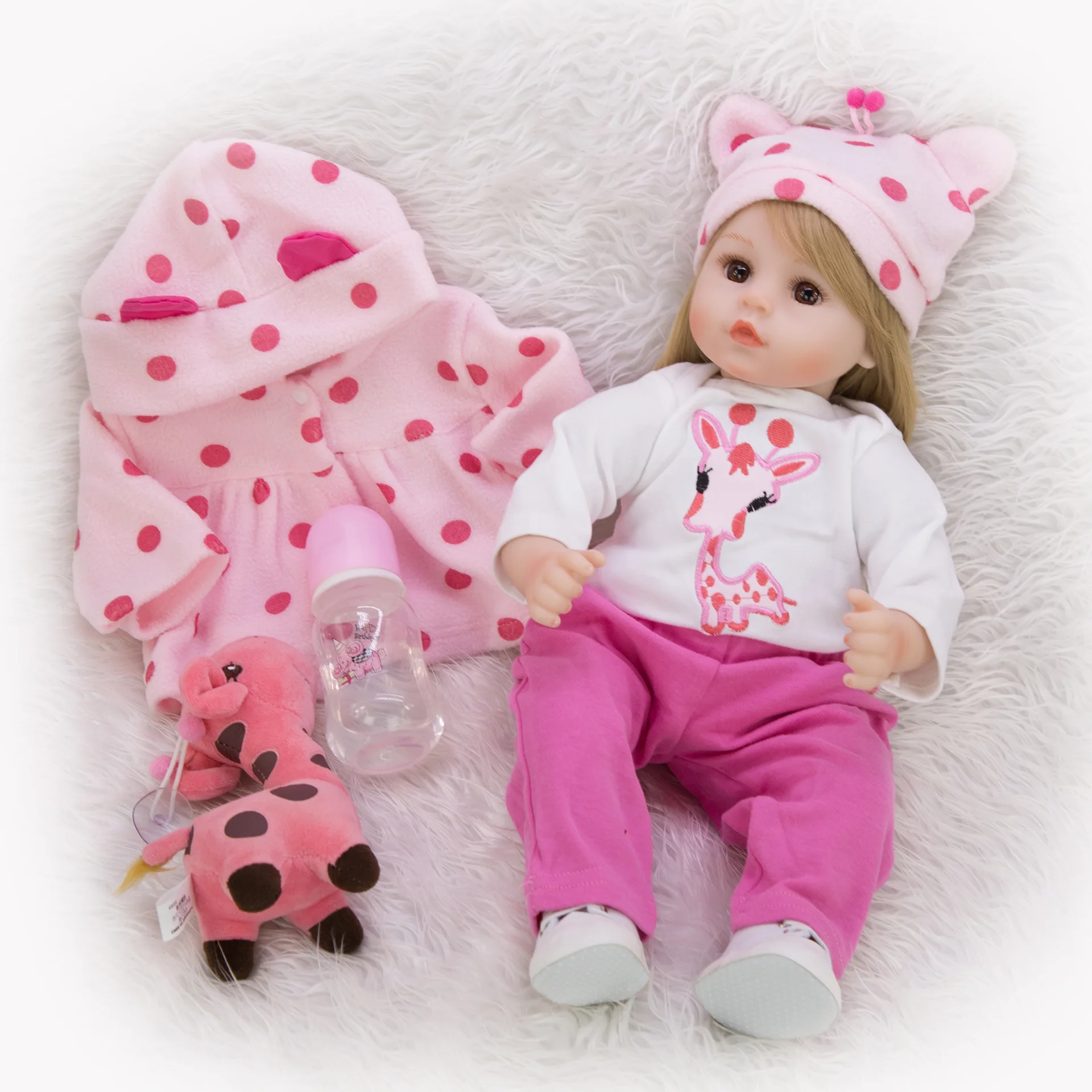 48 см светлые волосы Reborn Baby Doll Игрушки для девочек реалистичное платье Детская кукла «Принцесса» с жирафом подарок на день рождения для детей