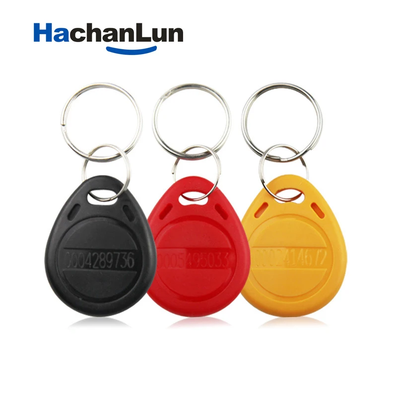 Hachinlu-tarjeta de Control de acceso RFID, 100 Uds., 125Khz EM4100, etiqueta adhesiva, llavero, anillo de ficha, tarjetas finas, llavero