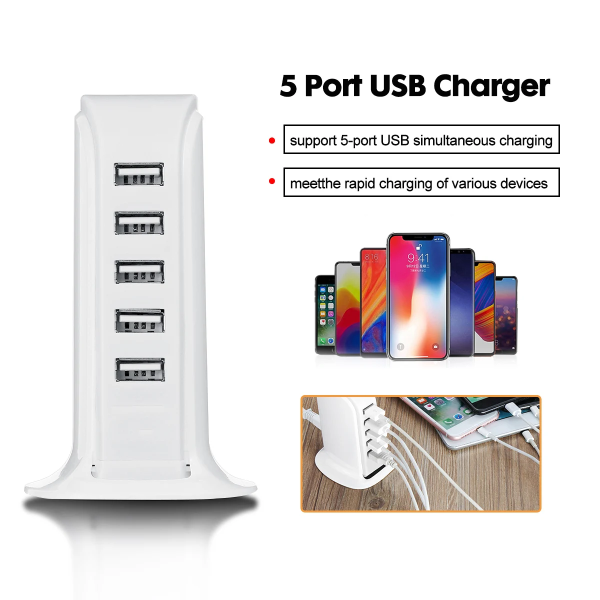 USB зарядное устройство, 5 портов, 5 В, 4 а, для путешествий, USB, настенный адаптер питания, EU, US, зарядное устройство, зарядка для USB телефона, подставка, зарядное устройство