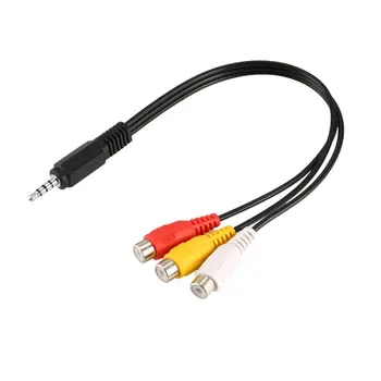 

1pc 3.5mm Mini Aux Male Stereo to 3 RCA Female Audio Video AV Adapter Cable Cord 28cm Mayitr
