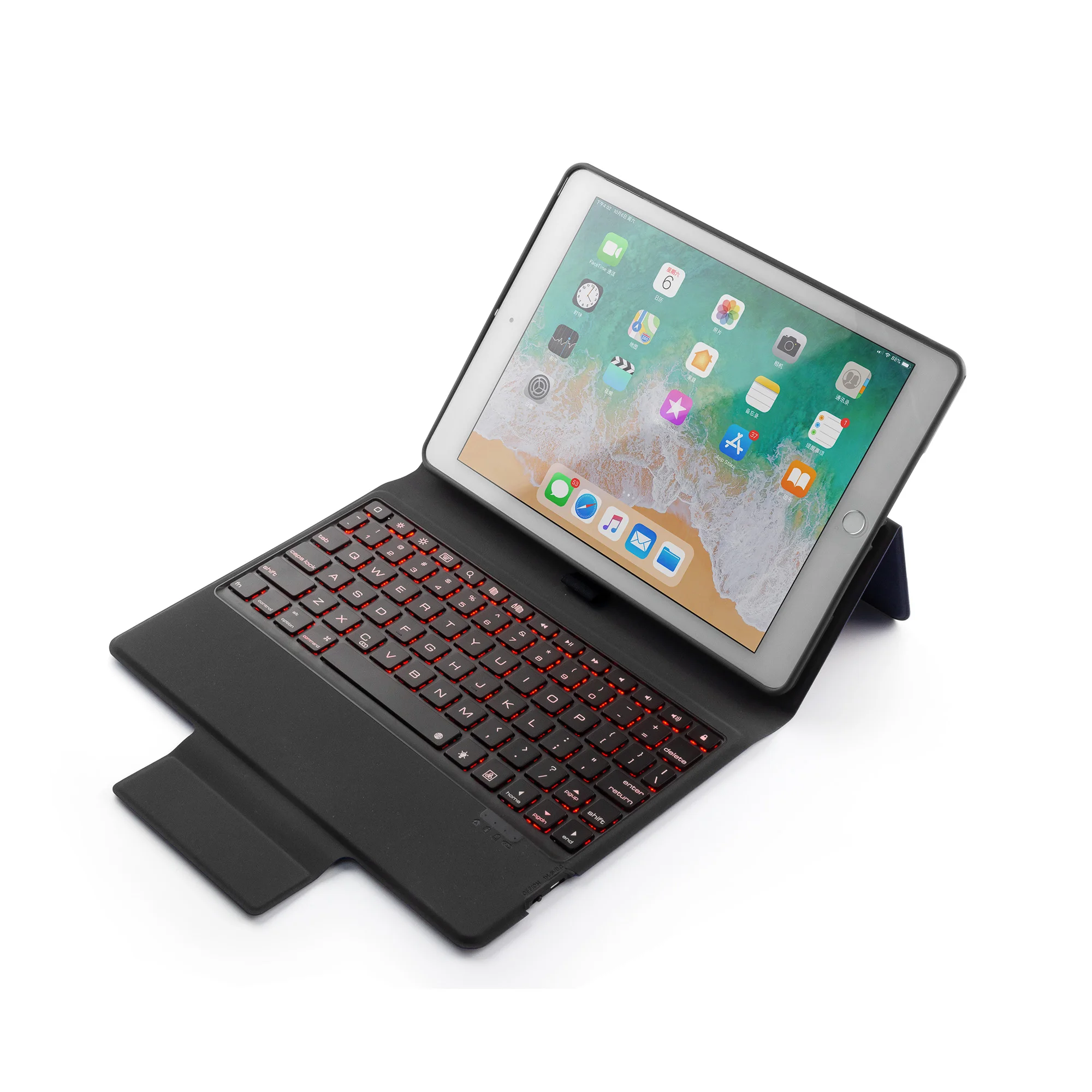

NEW Wireless Bluetooth Keyboard Leather Case for iPad Air 2 Pro 9.7 inch 2018 with Colorful LED Backlight
