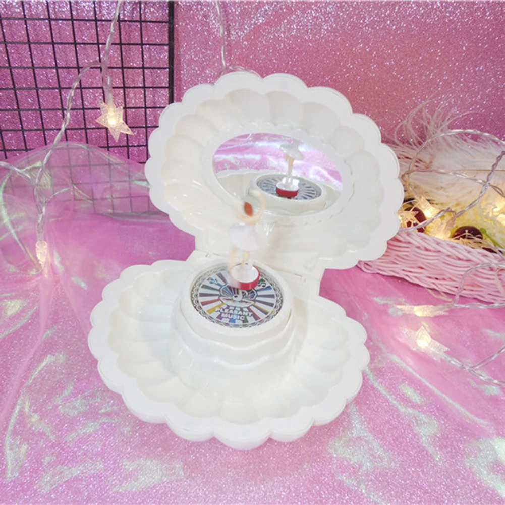 Shell Shaped Rotating Girl LED Flashing Music Box Musical Toy Kids Xmas Gift Kids Educational Toys for Children Gift