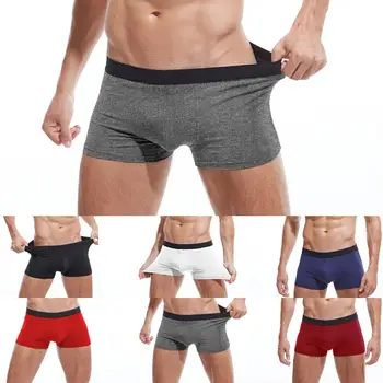 

4Pcs/Set Men Solid Color Elastic Waistband Low Rise Boxers Cotton Underpants