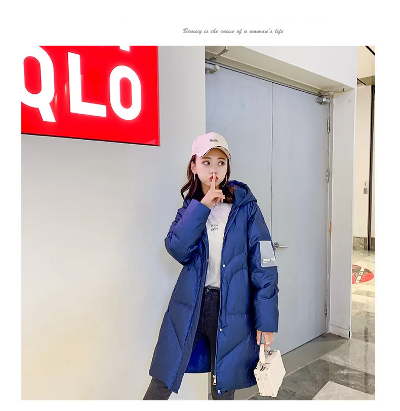 Женское платье, стиль, корейский стиль, Dongdaemun, пуховик, женская, средней длины, свободный крой, утягивающий, толстый, женский, выше-кН