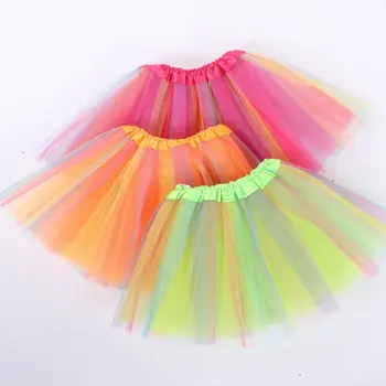 

Toddler Girl Triple Contrast Color Patchwork Tutu Skirt Satin Waistband Pleated Fluffy Performance Ballet Dance Tulle Dress 3-8T