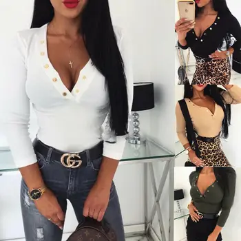 

Brand New Women Long Sleeve Deep V-neck Long Sleeve Sweatshirt Tops Female Autumn Winter Casual Jumper Ladies T Shirt