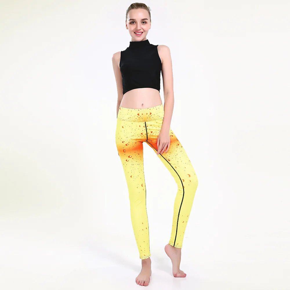 New type of yellow-bottom printing skinny hip-lifting s breathable super-elastic dry lady's nine-point lady Pants leggings