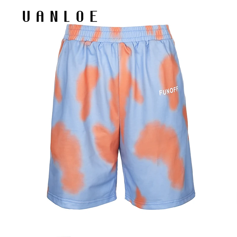 

Tie Dye Casual Women Hip Hop Shorts Letter Printed Elastic High Waisted Fashion Summer Short Pants Harajuku Sweat Shorts