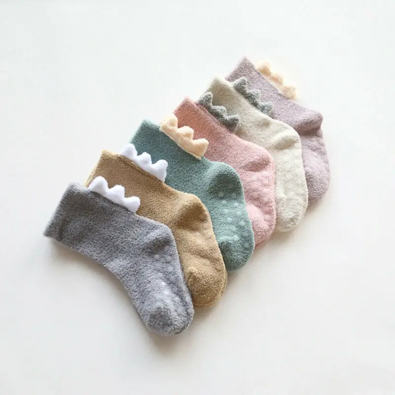 Носки для новорожденных, однотонные гольфы для маленьких мальчиков и девочек, теплые детские носки на осень и зиму