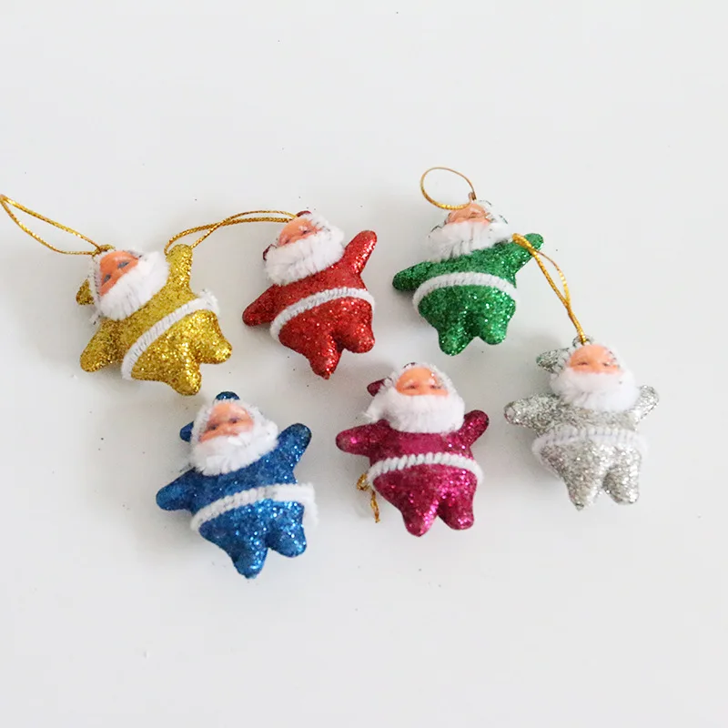 6pcs Santa Claus DIY рождественские аксессуары, Рождественская елка, украшение, висящая Снежинка, Санта-Клаус, карта, сосна, конус, кулон, бант, набор - Цвет: 6pcs Santa Claus