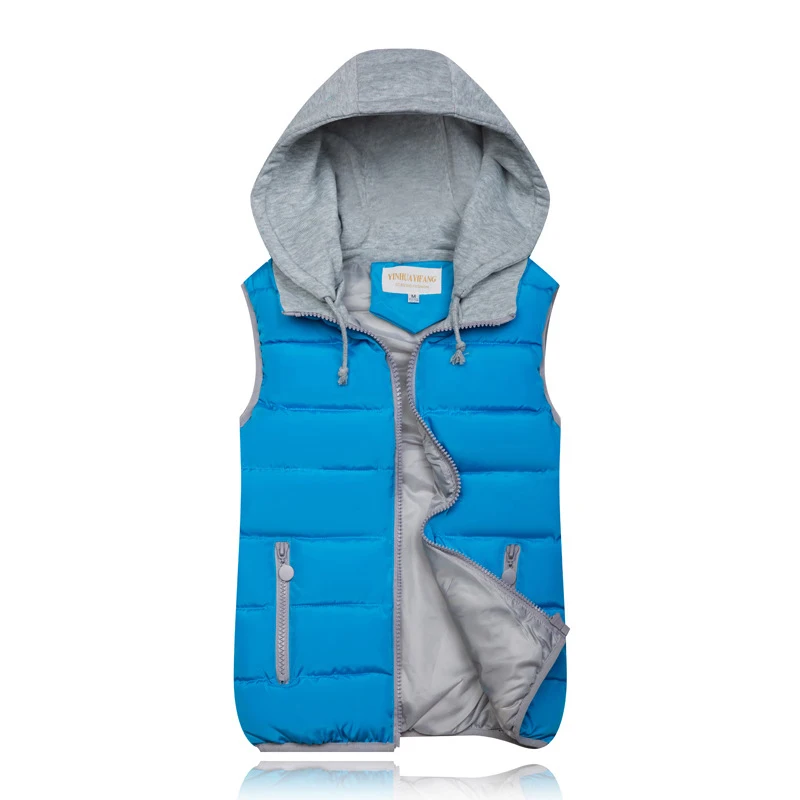 Небесно-голубой Ohryiyie женский жилет, зимний жилет Осенний жилет женские повседневные Теплые Жилеты женские куртки без рукавов пальто Черный Розовый WC469 - Цвет: Небесно-голубой