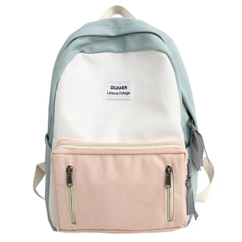 

Fashion Korean Simple Cotton Backpack for Teenagers Travel Bagpack Women Satchels Rucksack Male Female Patchwork School Backpack