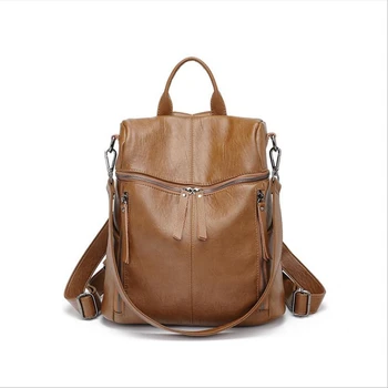 

YILUNXI New fashion Women brown luxury leather bag Female portable leisure latest backpack Lady zipper shoulder bags good bag