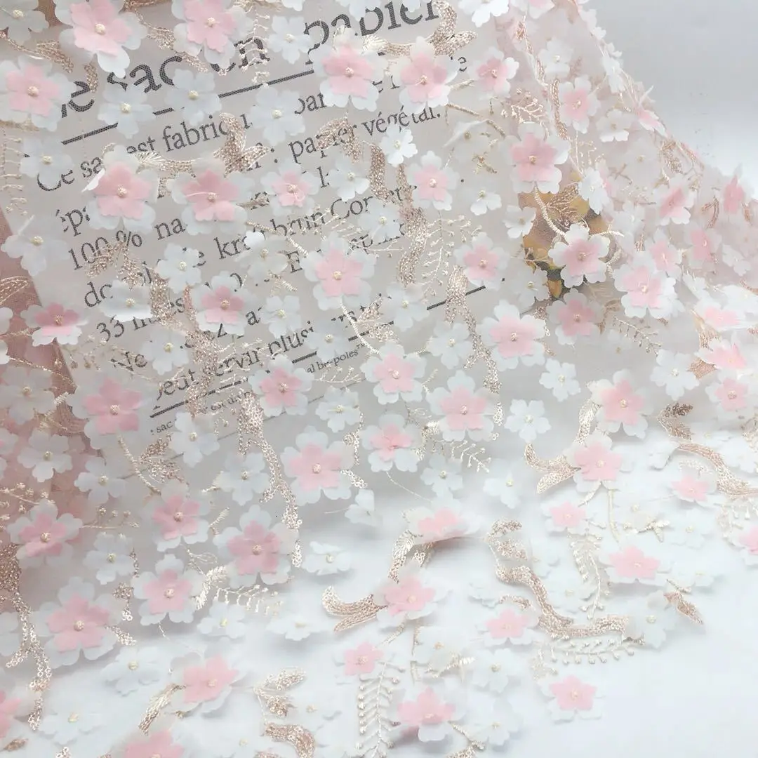 Ткань - Цвет: thread pink flower