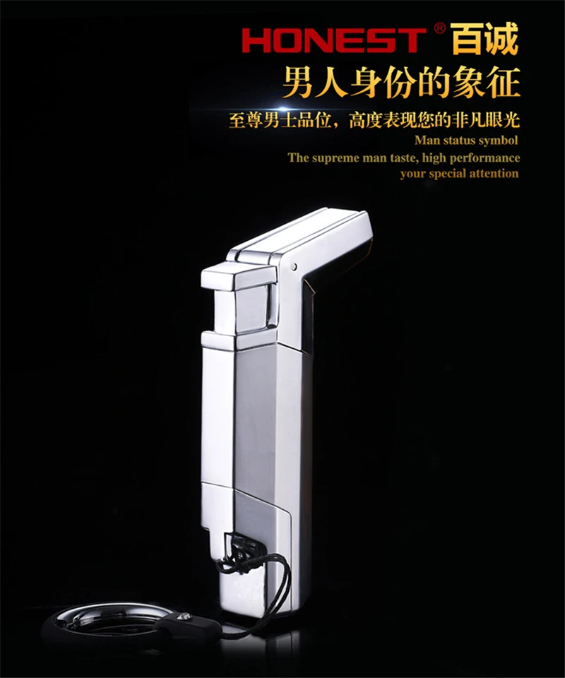 Description Picture 3 of itemHONEST Lighter Gas Lighter Blue Jet Flame Spray Gun Electronic Lighter 1300C Butane Ignited Cigar Lighter Men