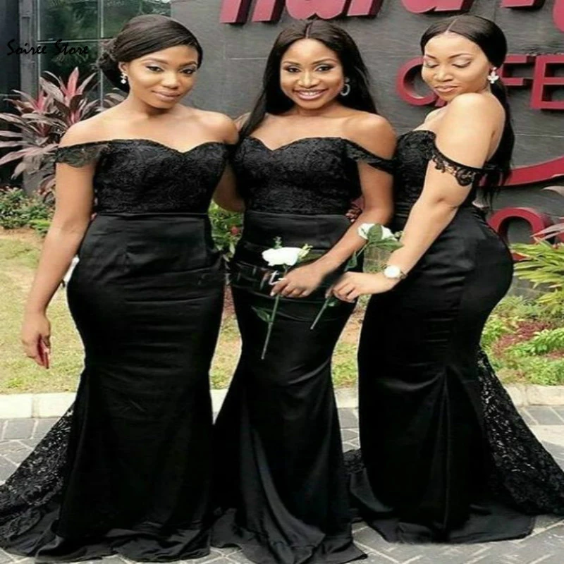 Black mermaid bridesmaid dress Clearance