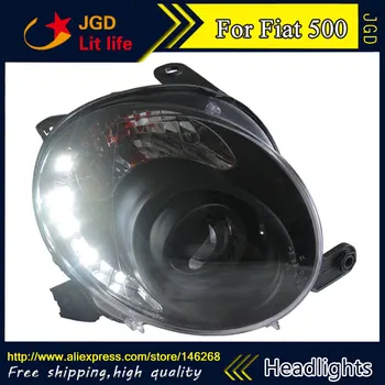 

HID LED Fiat 500 headlights HID Hernia lamp accessory products case for Fiat 500 headlight 2007-2012 Car styling