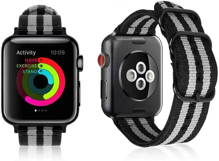 Черный серый Удобный нейлоновый ремешок для Apple Watch 44 мм 42 мм 40 мм 38 мм iWatch ремешок для Apple Watch серии 5/4/3/2/1 - Цвет ремешка: Черный серый