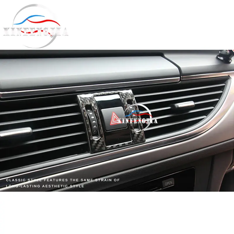 Для Audi A6 C7 A7 12-17 углеродное волокно безопасности предупреждающая Кнопка рамка Крышка отделка