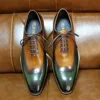 Size 8-15 Handmade Mens Wingtip Oxfords Green & Camel Genuine Calf Leather Classic Wedding Men Dress Shoes Business Formal Shoes ► Photo 2/6