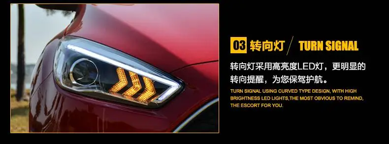 Автомобильный Стайлинг головной светильник s для Ford Focus- светодиодный головной светильник для фокусировки Головной фонарь светодиодный дневной ходовой светильник светодиодный DRL Bi-Xenon HID