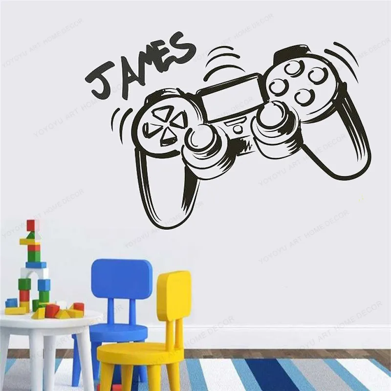 

game Wall Sticker Kids Bedroom Gamer Personalised Game Controller decor Playroom Vinyl wall decal HJ471