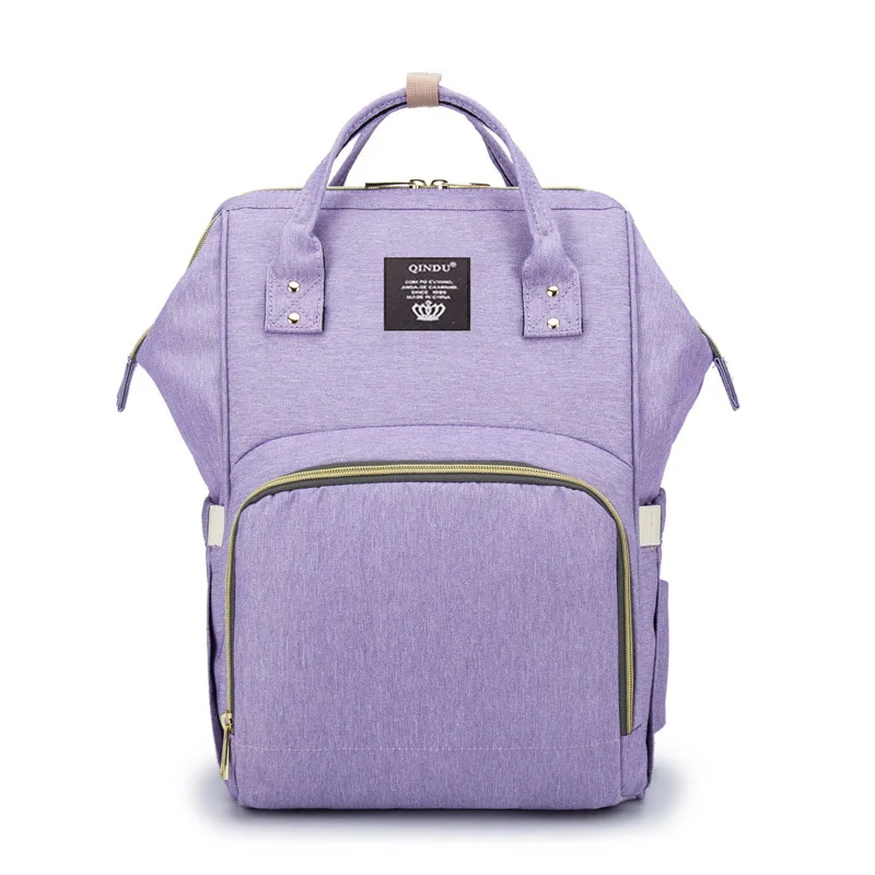 Purple Сумка для подгузников, рюкзак, многофункциональный рюкзак для путешествий, сумка для мам, сумка для пеленания, большая вместительность, водонепроницаемая и стильная - Цвет: Purple