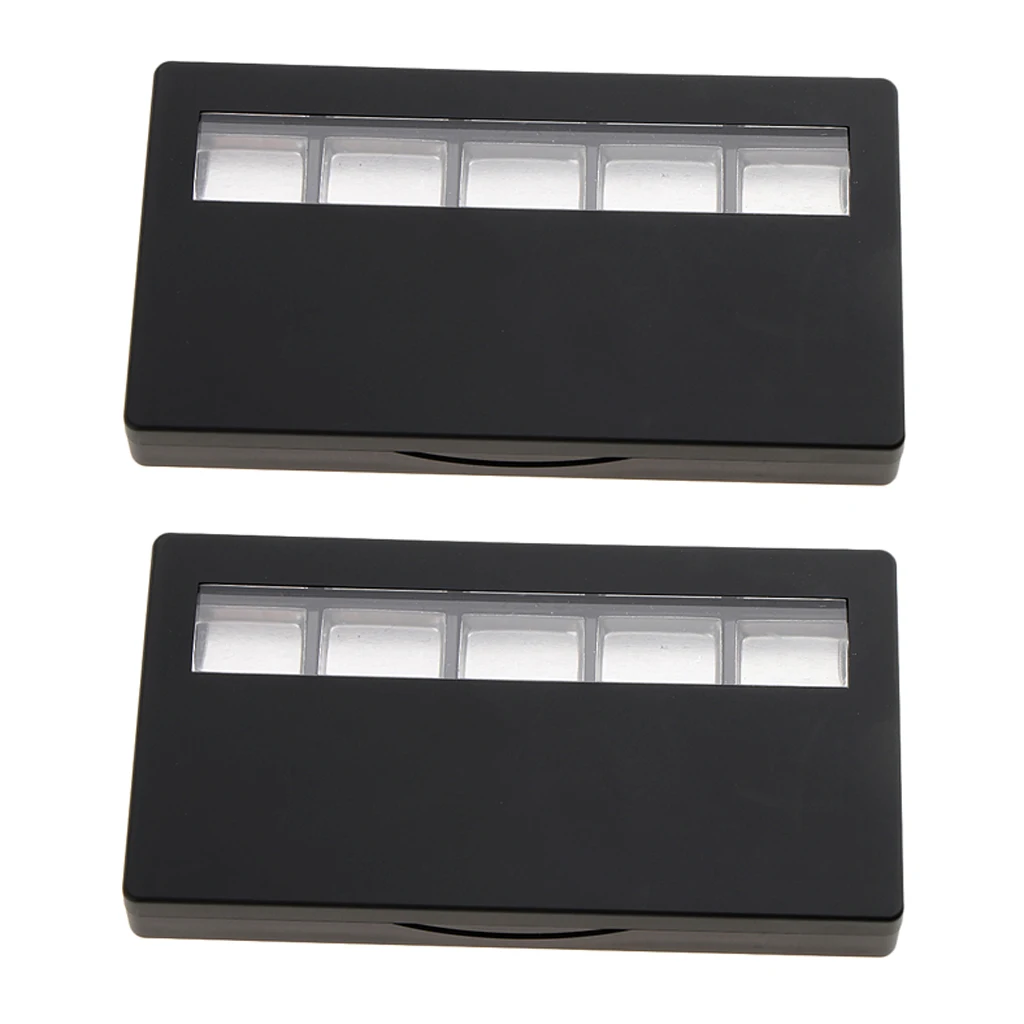 2pcs Plastic Empty Eyeshadow Powder Blush DIY Palette Case W/ Aluminium Pans