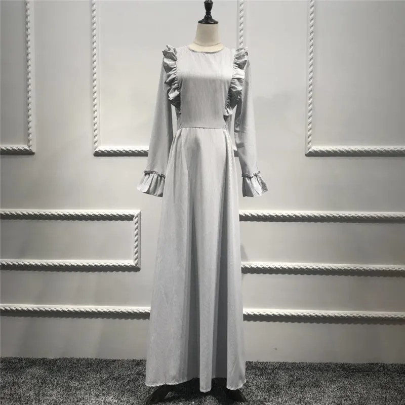 2019 Новые мусульманские исламские Модные женские Халаты гофрированные большие качели XL полосы Дубай Marocain Абая для женщин платье с длинными