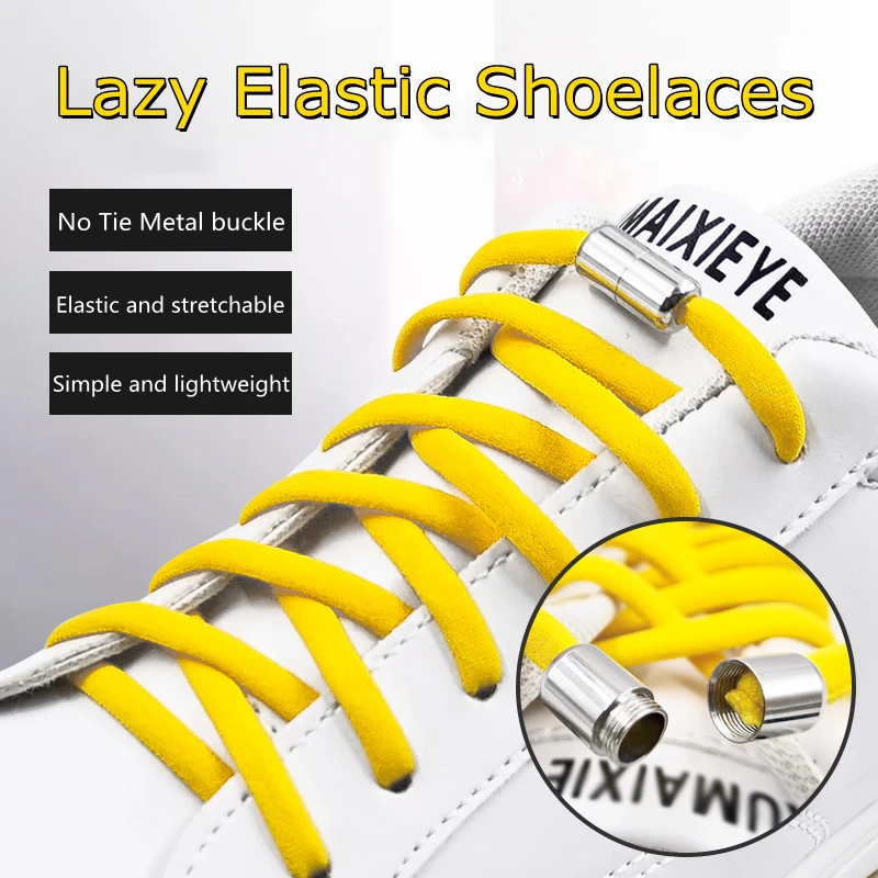 Cordones elásticos de zapatos para niños y adultos, agujetas de zapatos semicirculares para grandes y chicos, cordones de cierre de metal, disponibles en diferentes colores