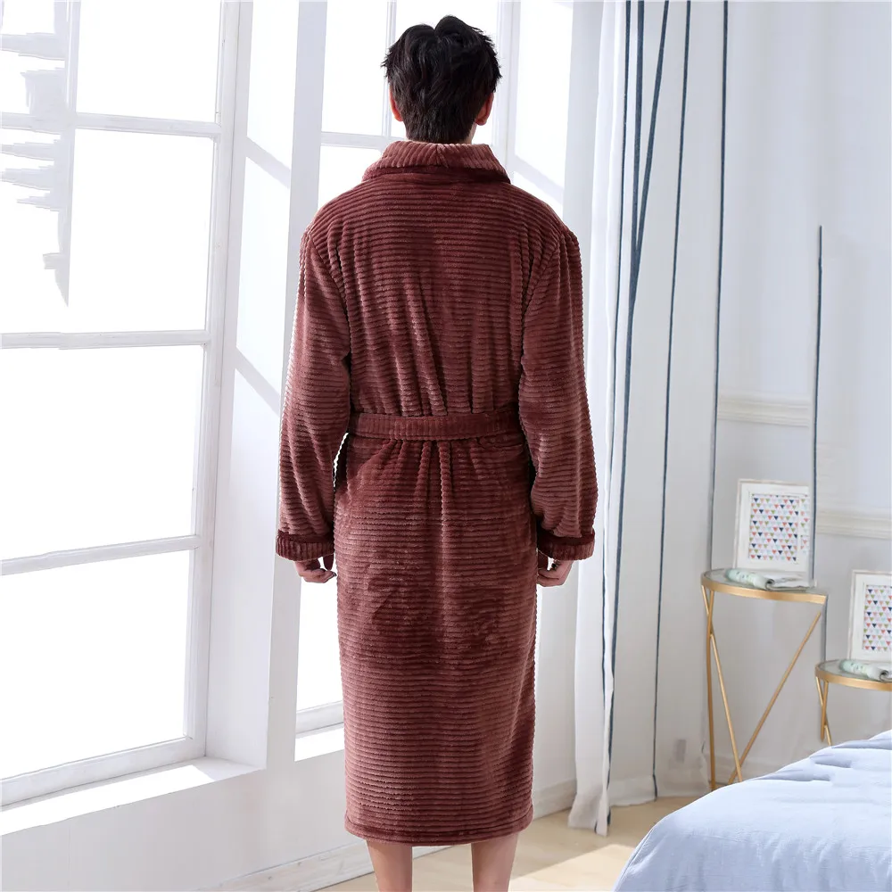 Зимняя мужская домашняя одежда большого размера 3xl кимоно теплые пижамы Ночная рубашка ночное белье коралловый флис ночное банный халат Неглиже