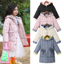Детская зимняя одежда для малышей зимнее пальто для девочек Однотонные теплые куртки с капюшоном для девочек, верхняя одежда, пальто winterjas meisje
