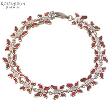 Оранжевый стиль бабочки милый дизайн огненный опал Серебро штампованные модные ювелирные браслеты день рождения опал ювелирные изделия OB030