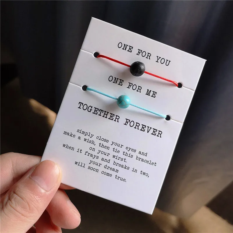 FZHI020900205 2 шт. один для вас/меня пара друзей плетение струны плетение регулируемый размер карты желаний пара браслет Шарм Браслет - Окраска металла: FZHI020900205