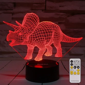 

New Night Lights for Kids Dinosaur 3D Night Light Bedside Lamp 7 Colors Changing with Remote Control Best Birthday Gifts for Boy