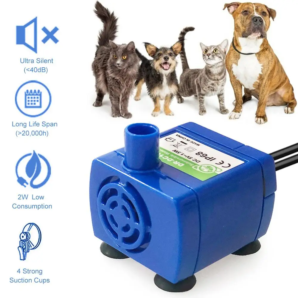 Water Pump LED Light Pet Cat Water Fountain Motor Accessories
