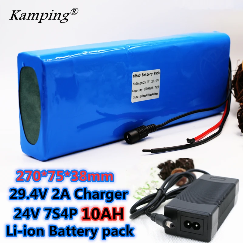 7S4P 29.4V 10Ah electric bicycle motor ebike scooter 24v 25.9V 18650 lithium battery pack batteries 20A BMS 450watt+24v charger