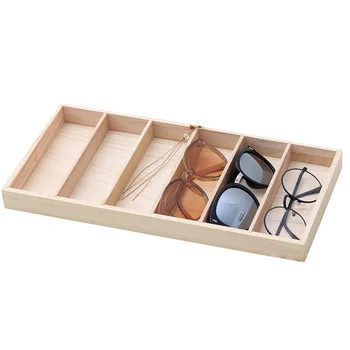

14.8x7.1x1.2in Open tray Wood Sunglasses Storage Case 6Slot Wooden Eyeglasses Display Tray for home dresser retail display cases
