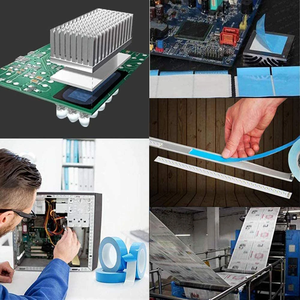 25M 양면 열 전도성 테이프 5-25mm 너비 파란색 열전달 테이프 컴퓨터 CPU GPU 용 접착 냉각 방열판