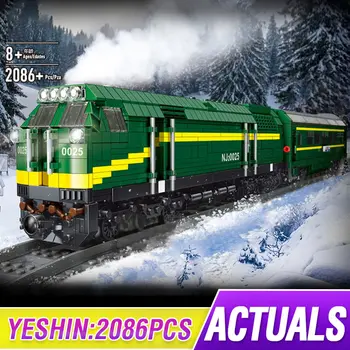 

Remote Control Motorized Train China NJ2 Type Diesel Locomotive Railway Engine RC Train Building Blocks Bricks Boys Toys