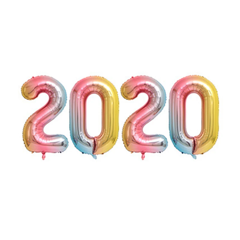 Rainbow 2020 4 шт./партия, 32 дюйма,, воздушные шары из фольги золотого, серебряного, радужного цвета, воздушные шары, украшения для рождественской вечеринки, с новым годом - Цвет: Rainbow 2020