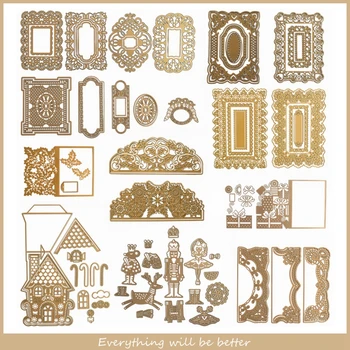 

Metal Cutting Dies King Dance Girl Crown Deer House Lace Flower Gift Round Square Frame Hollowed Die Make Cards Scrapbook Craft