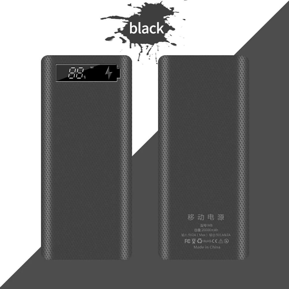 Forskrto 5 в двойной USB 8*18650 Внешний аккумулятор типа C батарейный блок мобильный